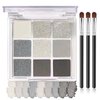 LJYBoBin 9 Colors Smoky Eyeshadow Palette Kit,Waterproof Long Lasting High Pigmented Eye Shadow Palette,Black White Silver Gray Eyeshadow Palette,Glitter Eyeshadow Goth Makeup Palette with 3 Brushes