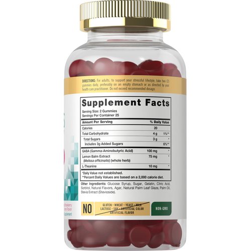 Carlyle Stress Support Gummies | 50 Count | with GABA and L-Theanine | Natural Strawberry Lemon Flavor | Non-GMO, Gluten Free Supplement