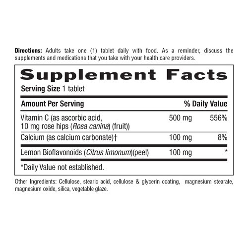 Country Life Vitamin C Buffered with Bioflavonoids, 500mg, 100 Tablets, Certified Gluten Free, Certified Vegan