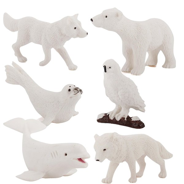XiRiDa 6PCS Mini Arctic Animals Figurines Plastic Animals Figures Toy Cake Topper Decor