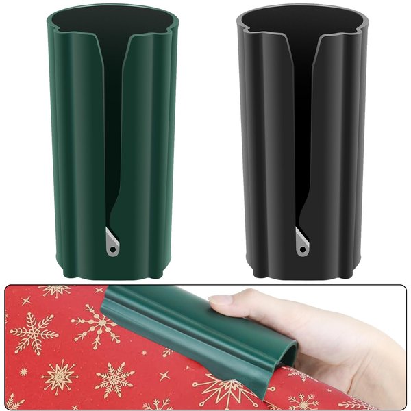 ATHOMEY Wrapping Paper Cutter, 2 Pack Mini Gift Wrap Cutter Easy Quick to Cut Portable Creative Sliding Wrapping Paper Roll Cutting Tool - Suitable for Most of Paper