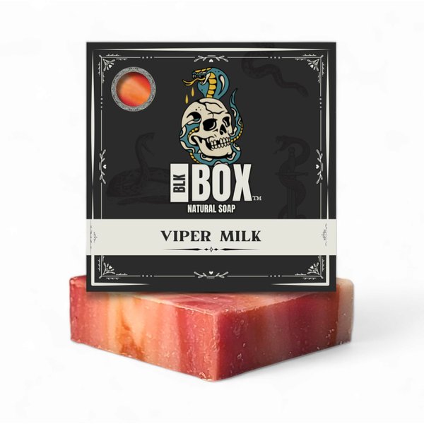 Black Box USA MADE 5oz Men's Natural Bar Soap Made from Moisturizing Natural Oils - Handmade Cold Process Soap with No Harsh Chemicals Pineapple Citrus & Floral Hints (VIPER MILK)