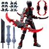 altuco Assembled T13 Action Figure with Multiple Accessories,Black-Red 3D Printed Multi-Jointed Titan 13 Figure,Dummy 13 Desktop Decorative Toy