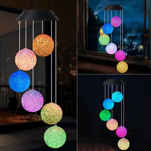 Yard Decor Lights,Crystal Ball Solar Wind Chimes Outdoor,2023 for All Father/mom/Women/Grandma/Daughter/Aunt/Friend/Wife and Sister.,Gardening Gift, dad Birthday Gift, Garden Decor