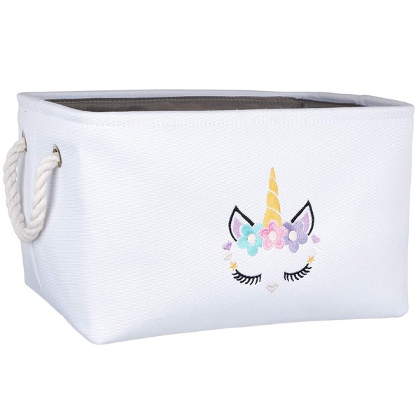 APPLE PIE ORDER Storage Basket with Embroidery, Foldable Animal Toy Storage Bins/ Cube/ Box/ Organizer for Kids, Boys and Girls room, Baby & Nursery.