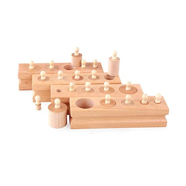 Adena Montessori Mini-Cylinder Block (Set of 4) Materials Sensorial Educational Tools Preschool Early Montessori Toys for Toddlers