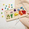 bopoobo Wooden Peg Board Beads Game Rainbow Clip Bead Puzzle of Pompon Clip Beads Early Education Puzzle Board Game Toddler Educational Montessori Games for Math Learning (Digital Board)