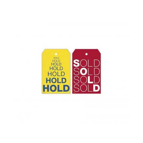 Reusable Hold & Sold Tag Set W/Repeating Words 2 X 3.125