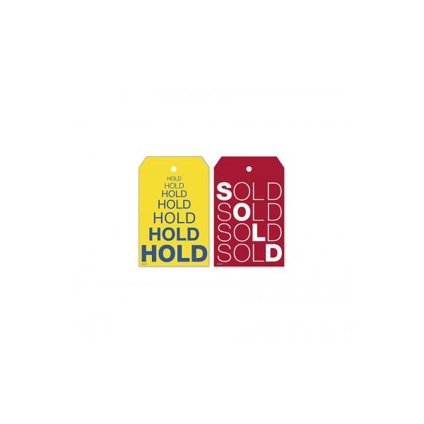 Reusable Hold & Sold Tag Set W/Repeating Words 2 X 3.125
