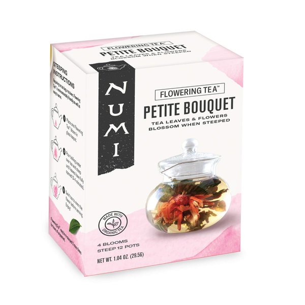 Numi Organic Tea Petite Bouquet 4-Variety Flowering Tea Blossoms, Blooming Tea Flowers, Steeps 12 Pots