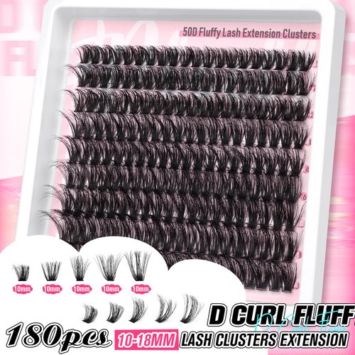 Fluffy Lash Clusters Wispy Eyelash Extension 10-18MM 180Pcs Individual Lashes Clusters Natural Eyelashes Extensions DIY at Home by Pleell
