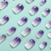 Rilafuvu Square Press on Nails Short Fake Nails Purple Gradient Glue on Nails Glitter Acrylic Nails Glossy False Nails Press on Nails for Women and Girls 24Pcs