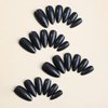 IFMOPETY Black Press on Nails Medium Almond, Fake Nails with Pure Black Design，Glue on Nails for Daily Wear，24pcs Black Fake Nails, 24pcs Nail Jelly Stickers, 1 Mini Nail File, and 1 Wooden Stick