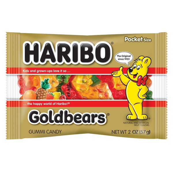 Haribo Gummi Candy, Goldbears, 2 Ounce (Pack of 4)
