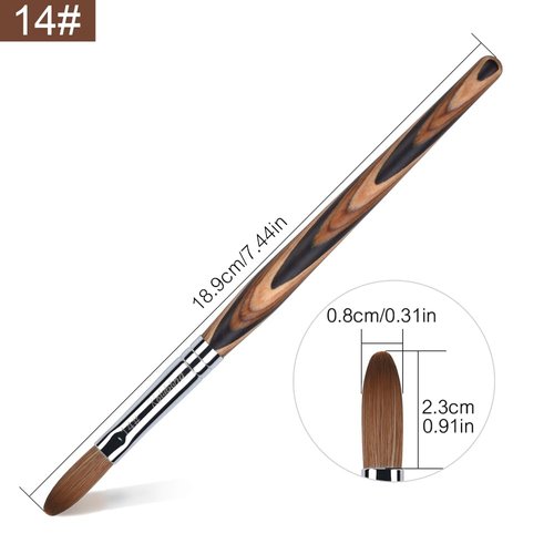 Rolabling Kolinsky Sable Acrylic Brushes Nail Art Brush Red Wooden Pen Nail Brush for Nail Art Manicure Tool for Acrylic Powder Application Nail Extension 3D Nail Carving (14#)