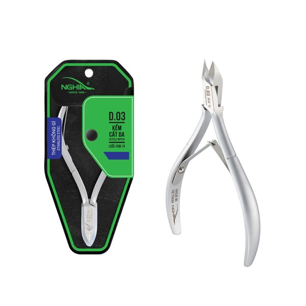 NGHIA Cuticle Nipper - D-03 JAW 12 | Stainless Steel | Durable and Sharp | Ergonomic Design | Grey Plated | Ideal for Salons and Home Use