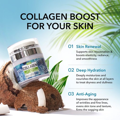 Face Moisturizer for Women - Collagen Retinol Cream for Face with Hyaluronic Acid - Day & Night Moisturizer Face Cream - Skin Tightening Cream for Face & Neck Cream - Anti Aging Face Cream - 1.7oz