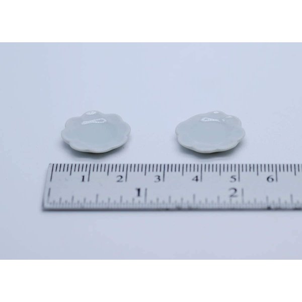 10 White Cearmic Plate Dish Bowl Dollhouse Miniatures Food Kitchen 3 cm.