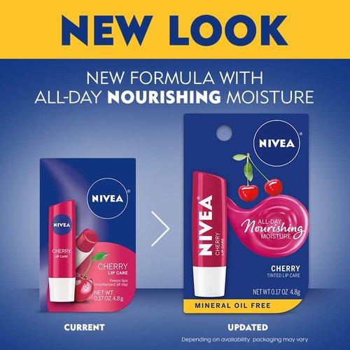 NIVEA Cherry Lip Care - Tinted Red for Beautiful, Moisturized Lips - .17 oz. Stick (Pack of 6)