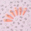HINZIC 60PCS Bow Nail Charm 3D Silver Nail Bows 6 Styles Mini Alloy Bowknot Diamonds Butterfly Gems Wedding Prom Crystal Rhinestones Decoration for Women Girls Crafts DIY