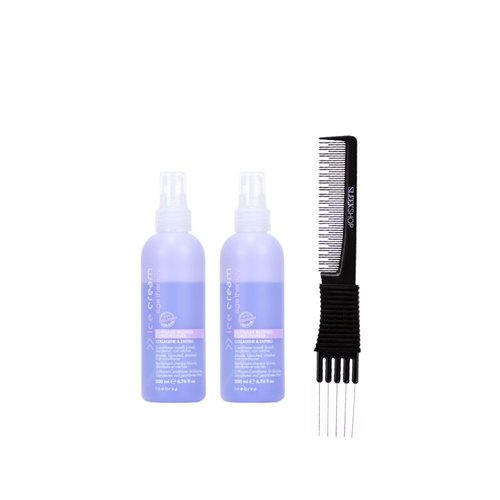 Inebrya Ice Cream Age-Therapy Bi-Phase Blonde Conditioner (6.76 oz) with Teasing Comb Pack of 2