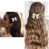 Aneneiceera Vintage Silk Bow Hair Clip Small Bow Hair Barrette Clip Tiny Tulle Hair Bow Clip French Bowknot Tail Clips Cute Bowknot Hair Accessories for Women and Girls Gifts (Beige)