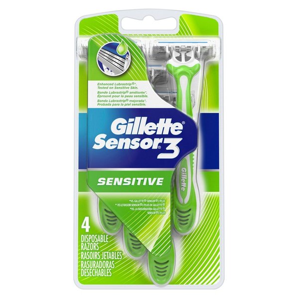 Gillette Sensor 3 Disposable Razors Men's 4 Each (Pack of 2)