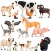 Farm Animal Toy Figure Set, 15Pcs Plastic Kid Farm Animal Toy Playset Cow Horse Goat Sheep Pig Donkey Goose Duck Turkey Chicken Dog Cat Rabbit for Toddler 3-5 5-7