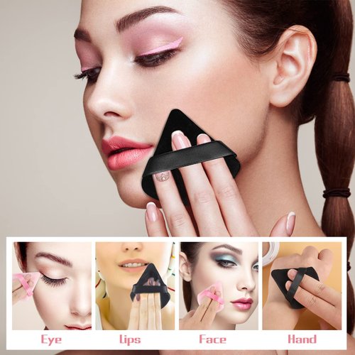 12 Pieces Powder Puffs for Face Powder Triangle Powder Puff Makeup Sponge for Loose Powder Soft Foundation Sponge Setting Powder Puff Beauty Blender Makeup Tool(Black)