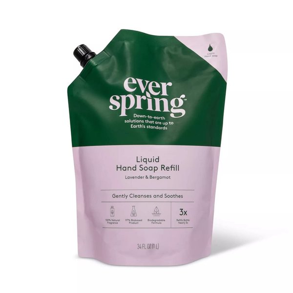 EVERSPRING Liquid Hand Soap Refill 34 fl oz (Lavender & Bergamot, Pack of 1)