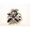 Silver metal blue/black flower crystal hair claw clip bridal clip