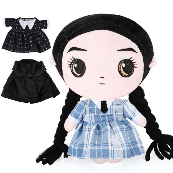 BAOWEI Plush Toy Doll Set with 3 Dress-Up Outfits,10 Inch Soft Plush Stuffed Halloween Monster Doll with Dresses,Birthday Gift DIY Toys for Girl,Boys,Kids and Fans