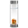 VitaJuwel ViA HAPPINESS | Crystal Water Bottle (glass, 16.9 fl.oz.) with Jade, Orange Calcite, Carnelian & Clear Quartz for Optimism, Good Luck, Motivation