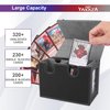 YAXAZA MTG Deck Box with Commander Display Window, Fits 200+ Double-Sleeved Cards, Strong Magnetic PU Leather Card Deck Case, with 2 Dividers, 1 Toploader, andDice Tray (Black & Grey)