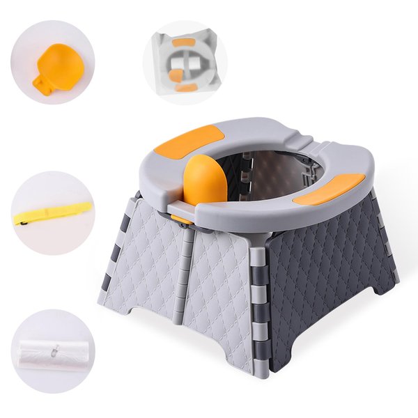 Portable Potty for Toddler Travel, Kids Travel Potty, Foldable Toilet Seat, Baby Potty Training Toilet for Outdoor and Indoor Easy to Clean(Gray) by Yszawmx, Includes 30 Replacement Bags