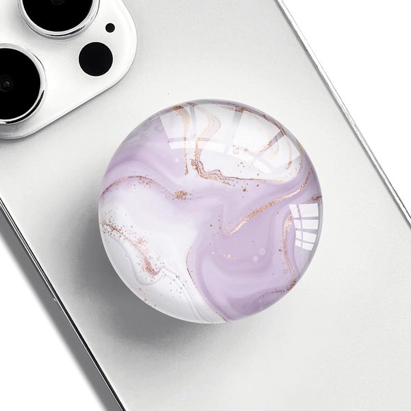 Ksadiye Clear Phone Grip with Expanding Kickstand,Cell Smartphones Collapsible Stand Purple Rose Gold Marble Design for Phone