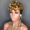 MELANNA Short Curly Wigs for Black Women Pixie Cut Wig Human Hair Short Blonde Pixie Wig Short Wigs Human Hair Natural Curly Short Human Hair Wigs Ombra 1b/27
