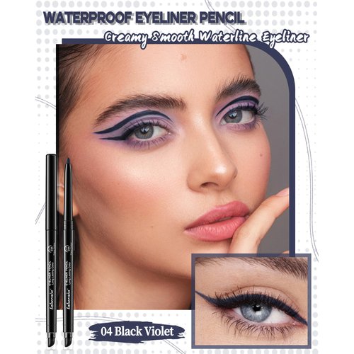 Navy Blue Waterproof Eyeliner Gel Pencil- 2Pcs Smudge Proof Long Lasting Retractable Eyeliner Pen, Creamy Eyeliner Waterline, Smoky Makeup Eye Liner Pencils for Women, Built-In Sharpener & Smudger-04