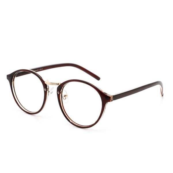 Cyxus Nerd Glasses Round Blue Light Glasses for Woman Reduce Eye Strain UV Blocking for Computer Screen（8065T29 Brown）
