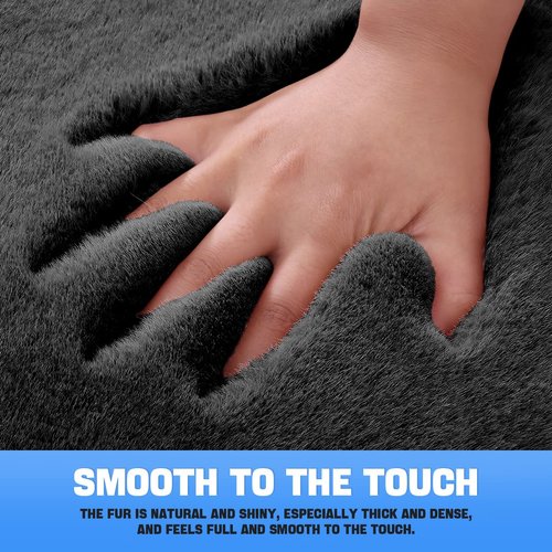 2Pack Car Front Seat Cushion, Soft Warm Faux Rabbit Fur Winter Auto Seat Cover, Fluffy Plush Vehicle Seat Protector Pad with Non-Slip Backing, Car Accessories for Home and Office Chair (Black)