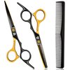 Professional Hair Cutting Shears Set,6 Inch Barber hair Cutting Scissors Thinning Shears Sharp Blades Hairdresser Haircut For Women/Men/kids 420c Stainless Steel Rainbow Color (Gold)
