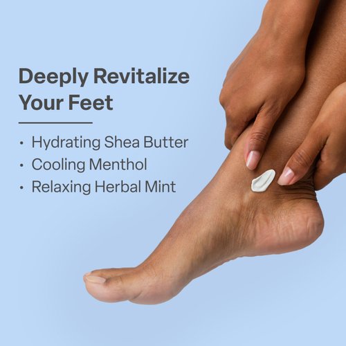 QRxLabs Shea Foot Cream 4 oz - Hydrating & Cooling Formula with 15% Shea Butter, Spearmint, Vitamin E, Glycolic Acid - Non-Greasy, Quick-Absorbing, Paraben-Free - Repair Dry, Cracked Feet