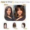 SEGO Hair Toppers for Women Real Human Hair With Bangs 7 * 13CM Silk Base 100% Remy Human Hair Clip in Top Wiglet Hair Pieces for Thinning Hair -12 Inch Dark Brown ombre Light Brown