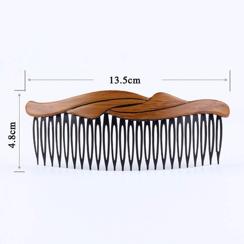 8Pcs Plastic Wood Grain Hollow Hair Side Combs Retro Hair Comb Pin Clips Headdress with Teeth for Lady Women Girls Hair Styling Accessories[comb size (L*W): 13.5x4.8cm/5.3x1.78inch ]