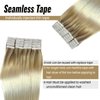 Tape in Hair Extensions Human Hair Omber Highlight Hair Extensions Tape in Human Hair for Women 20inch Beige Blonde Mix Medium Blonde to Platinum Blonde Balayage Straight Human Hair Extensions 20pcs
