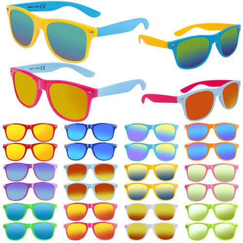 24 Pack Sunglasses Bulk for Party favors,12 Neon Sun Glasses with UV400 Protection,Great Gift for Pool Party,Beach Party,Birthday,Goody Bag Filler,Party Toys,Outdoor Party Supplies for Kid Teen Adult