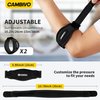 CAMBIVO 2 Pack Tennis Elbow Brace for Men & Women, Elbow Pain Relief for Tendonitis, Tennis & Golfer's Elbow, Adjustable Elbow Strap with Compression Pad (Black)