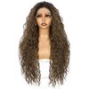 LLEI'Z Brown Lace Front Wigs, 13x3 Synthetic Ombre Brown Lace Front Wigs Loose Curly Glueless Lace Front Wig for Women Synthetic Natural Looking Heat Resistant Fiber Hair Wigs 26 Inch 4/10