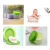 Green Plastic Empty Portable Baby Skin Care After-Bath Powder Puff Talcum Powder Case Container Dispensor Make-up Loose Powder Box Holder Bottle Container Travel Kit with Powder Puff and Sifter