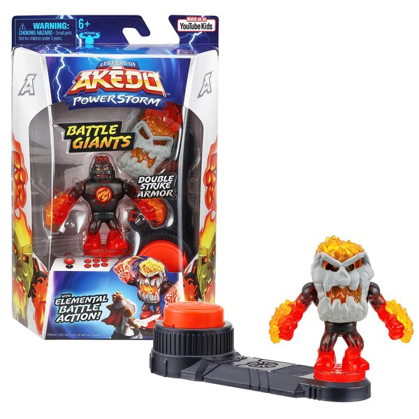 Akedo Legends of Powerstorm | Battle Giant Volcrag | Mini Battling Action Figure with Double Strike Armor | Ready, Fight, Split Strike.